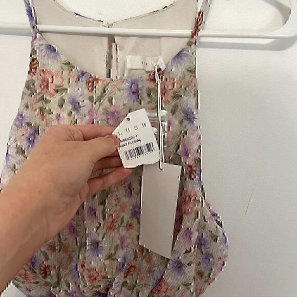 NEW NWT LUSH Cream Ivory Pink Multi Floral Pleated Sleeveless Midi Dress Medium - Picture 6 of 12